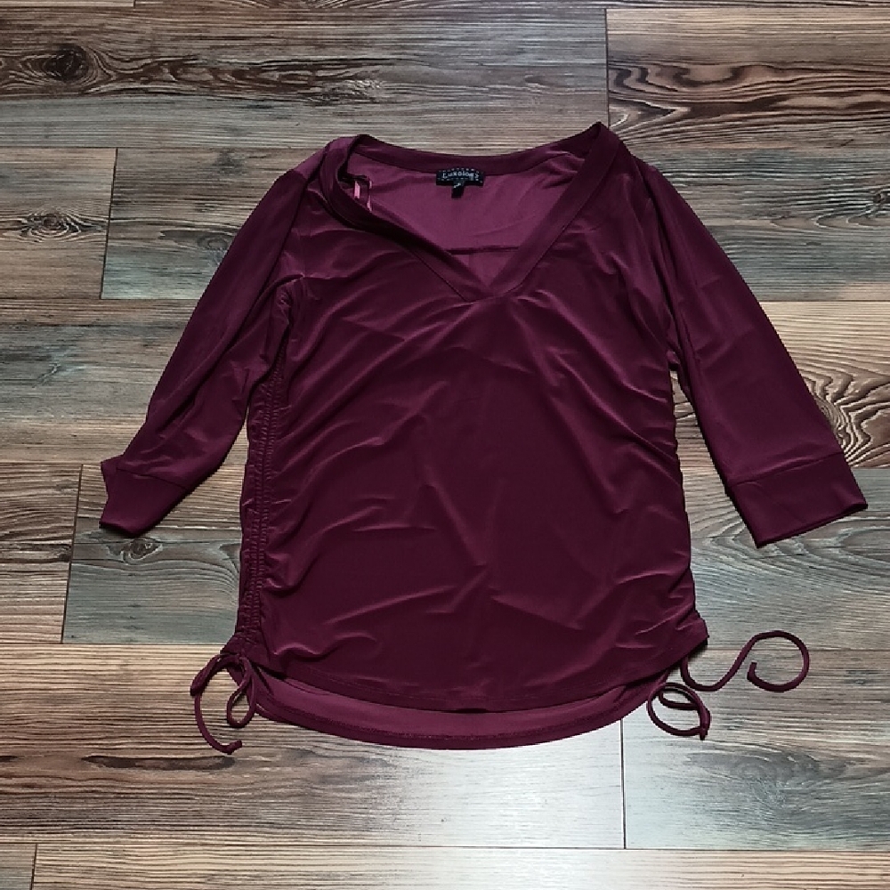 Luxology Purple Ruched Top. Size Small.